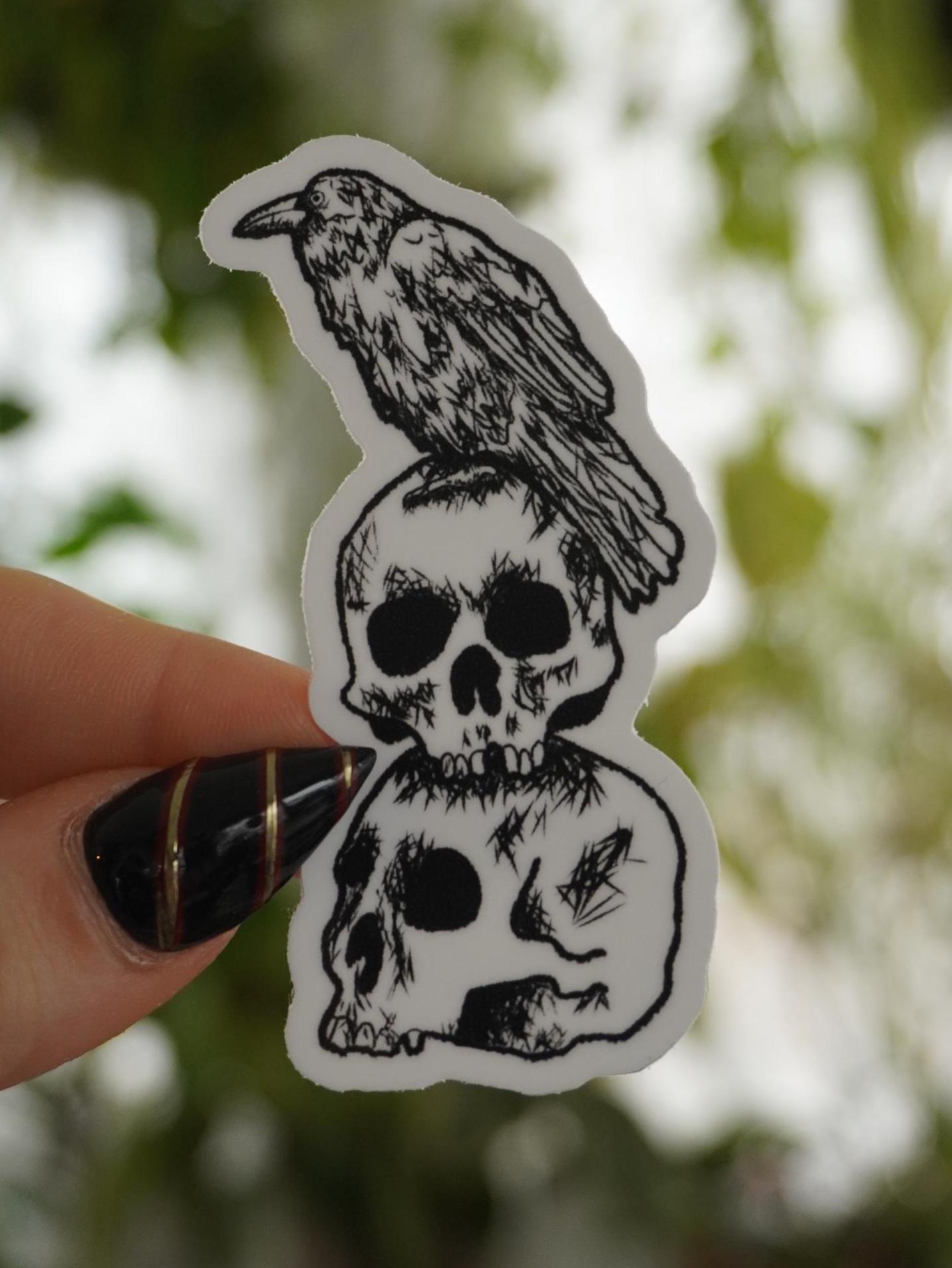 Skulls and Crow Sticker