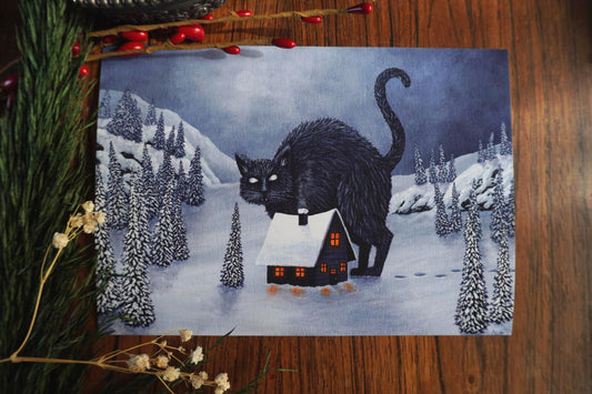 "Yuletide Warden" Yule Cat Fine Art Print