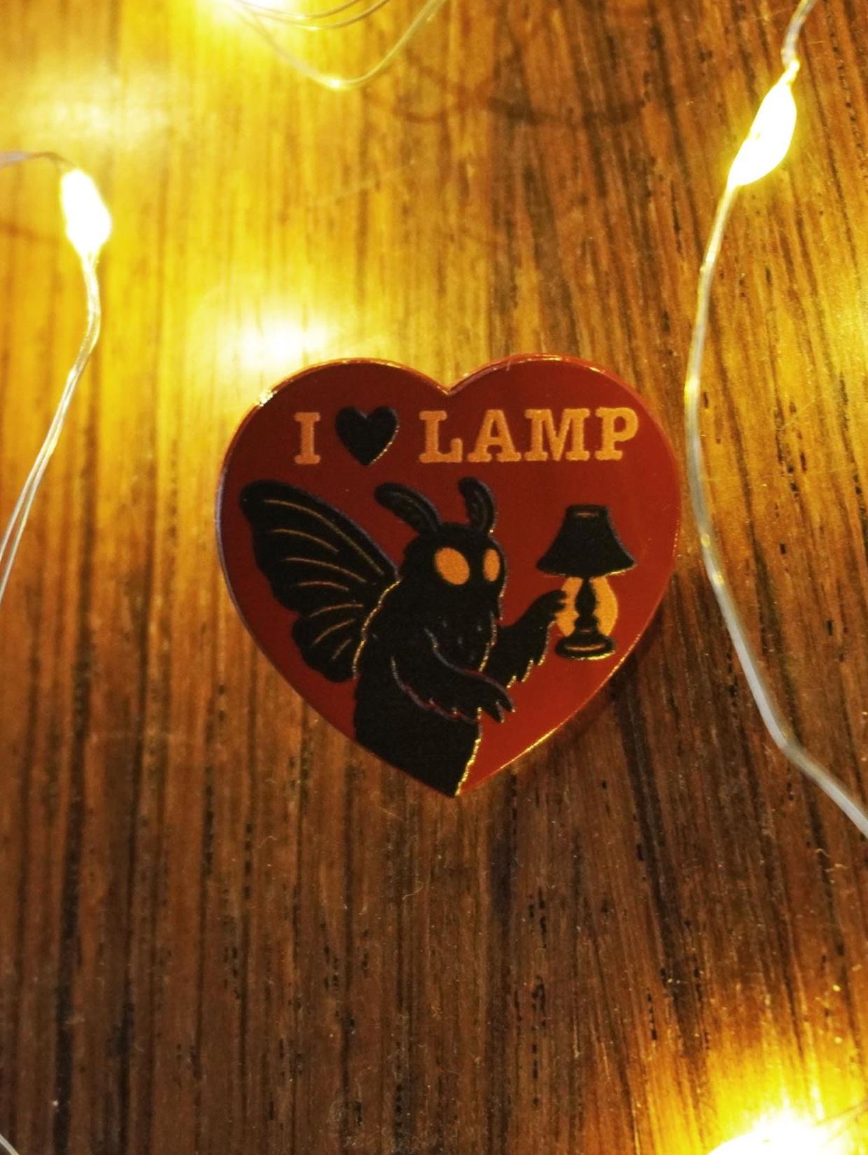 I Love Lamp Enamel Pin, Rubber Clutch