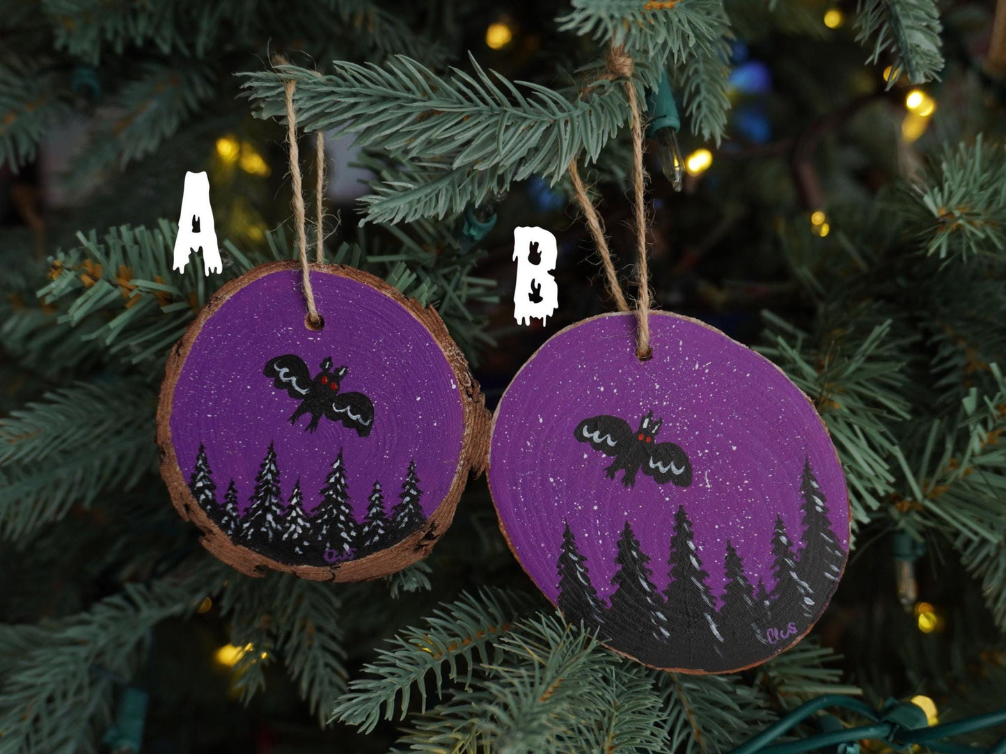 Mothman Hand Painted Wood Ornament, Holiday Decor, Gallery Wall