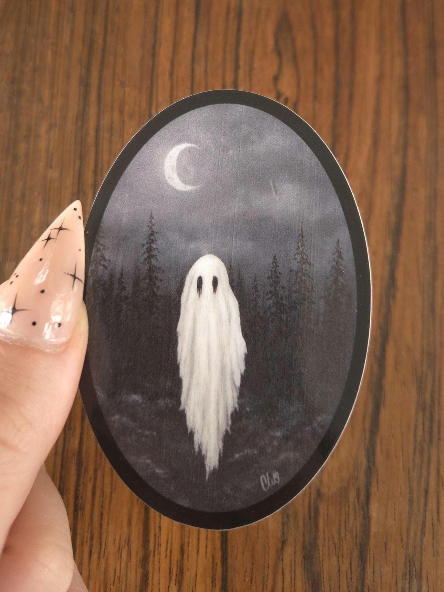 Black and White Ghost Sticker