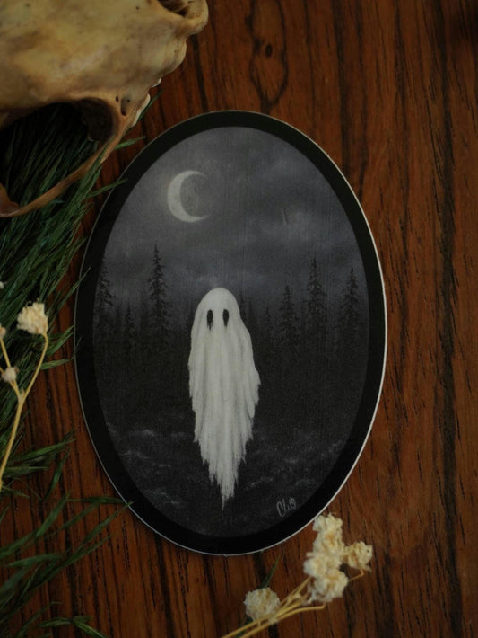 Black and White Ghost Sticker