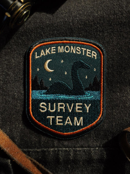 Lake Monster Survey Team Embroidered Iron-On Patch