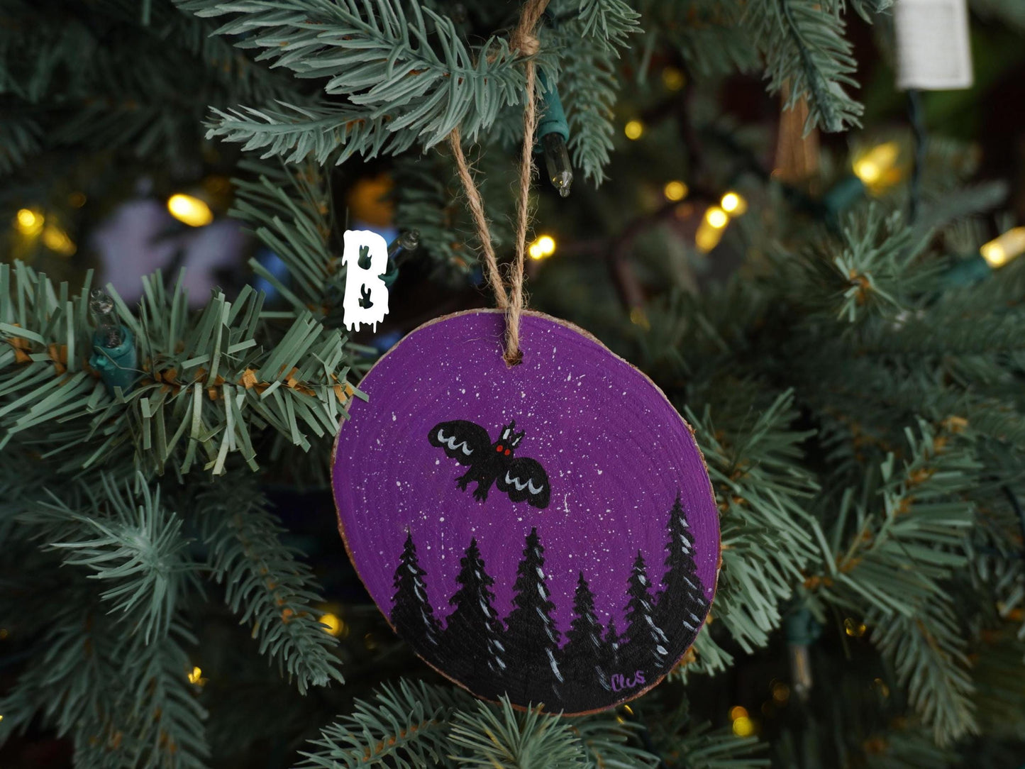Mothman Hand Painted Wood Ornament, Holiday Decor, Gallery Wall