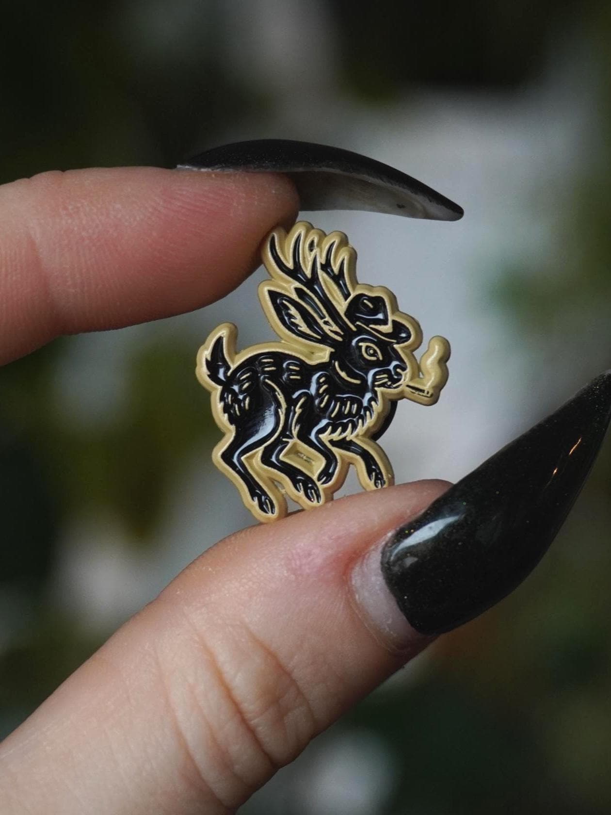 Cowboy Jackalope Enamel Pin, Rubber Clutch