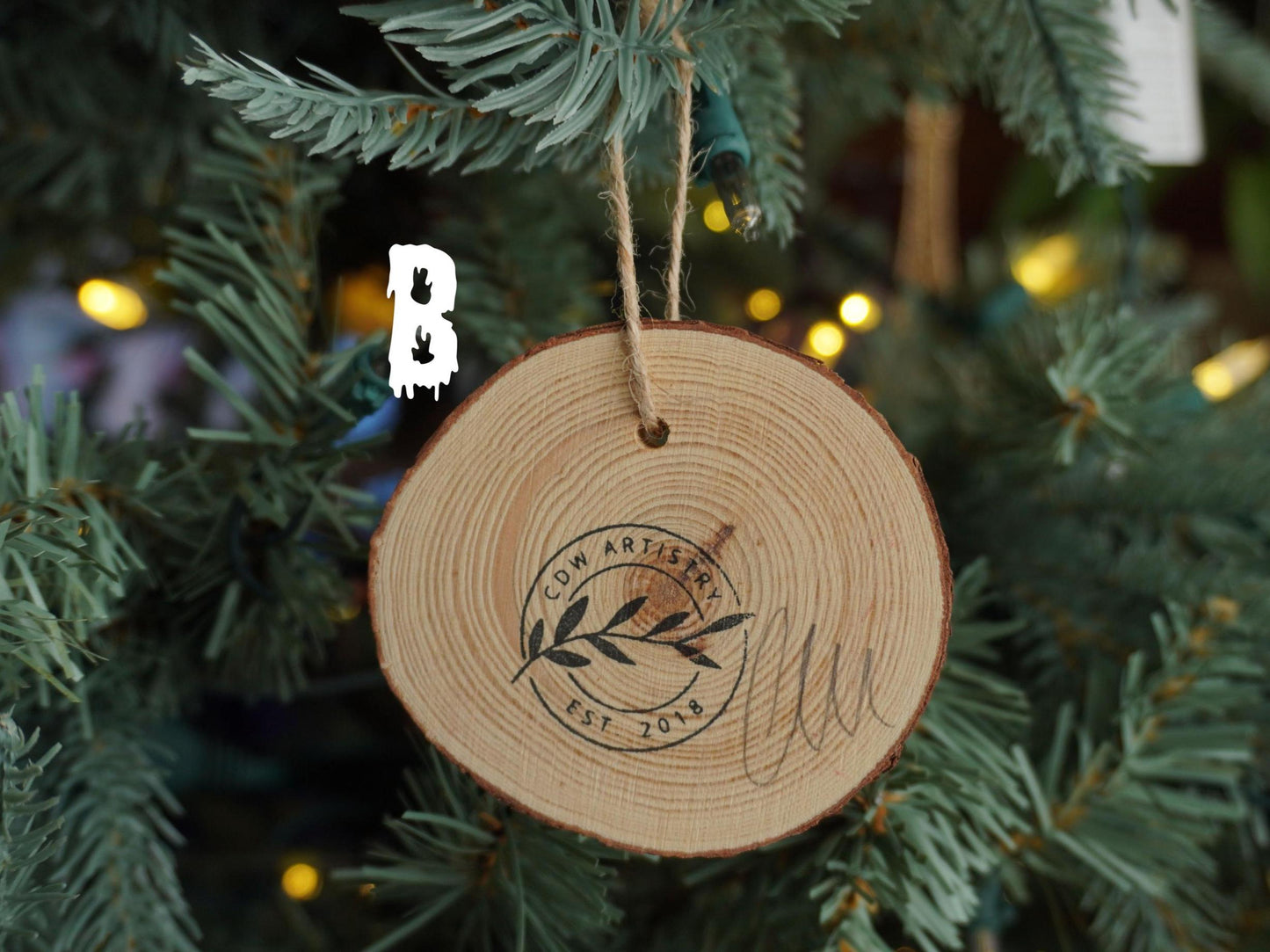 Ghosts in a Field Hand Painted Wood Ornament, Holiday Decor, Witch Art