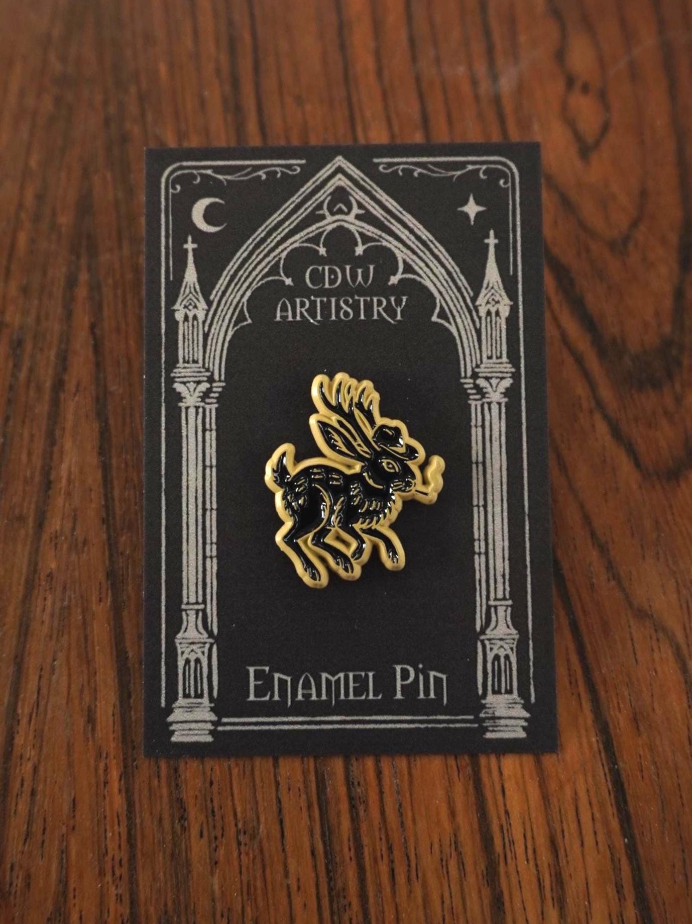 Cowboy Jackalope Enamel Pin, Rubber Clutch