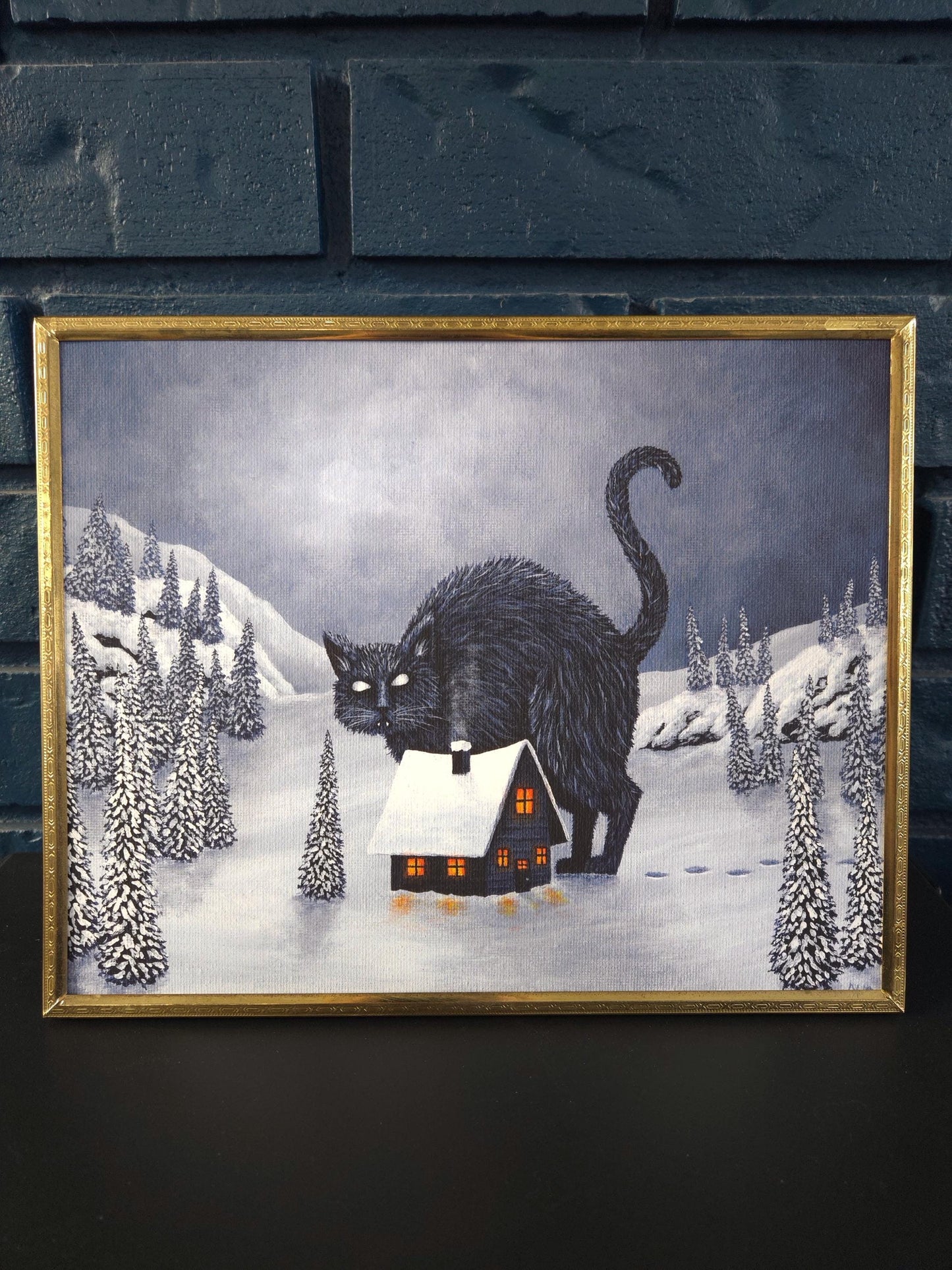 "Yuletide Warden" Yule Cat Fine Art Print
