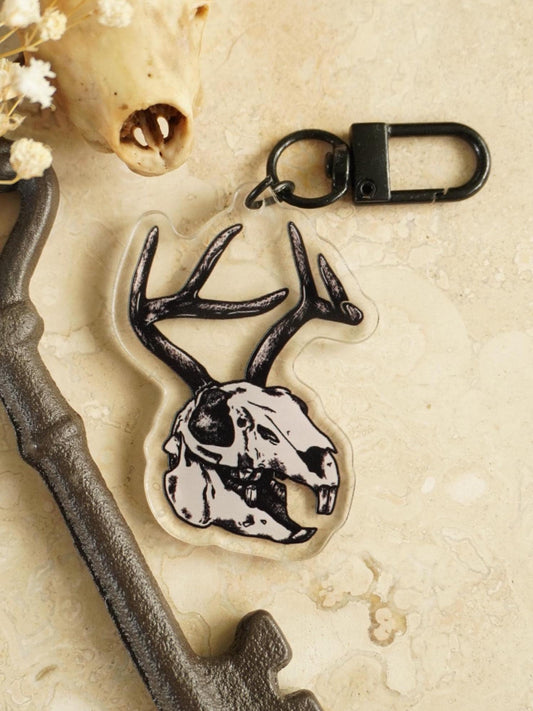 Jackalope Skull Acrylic Keychain