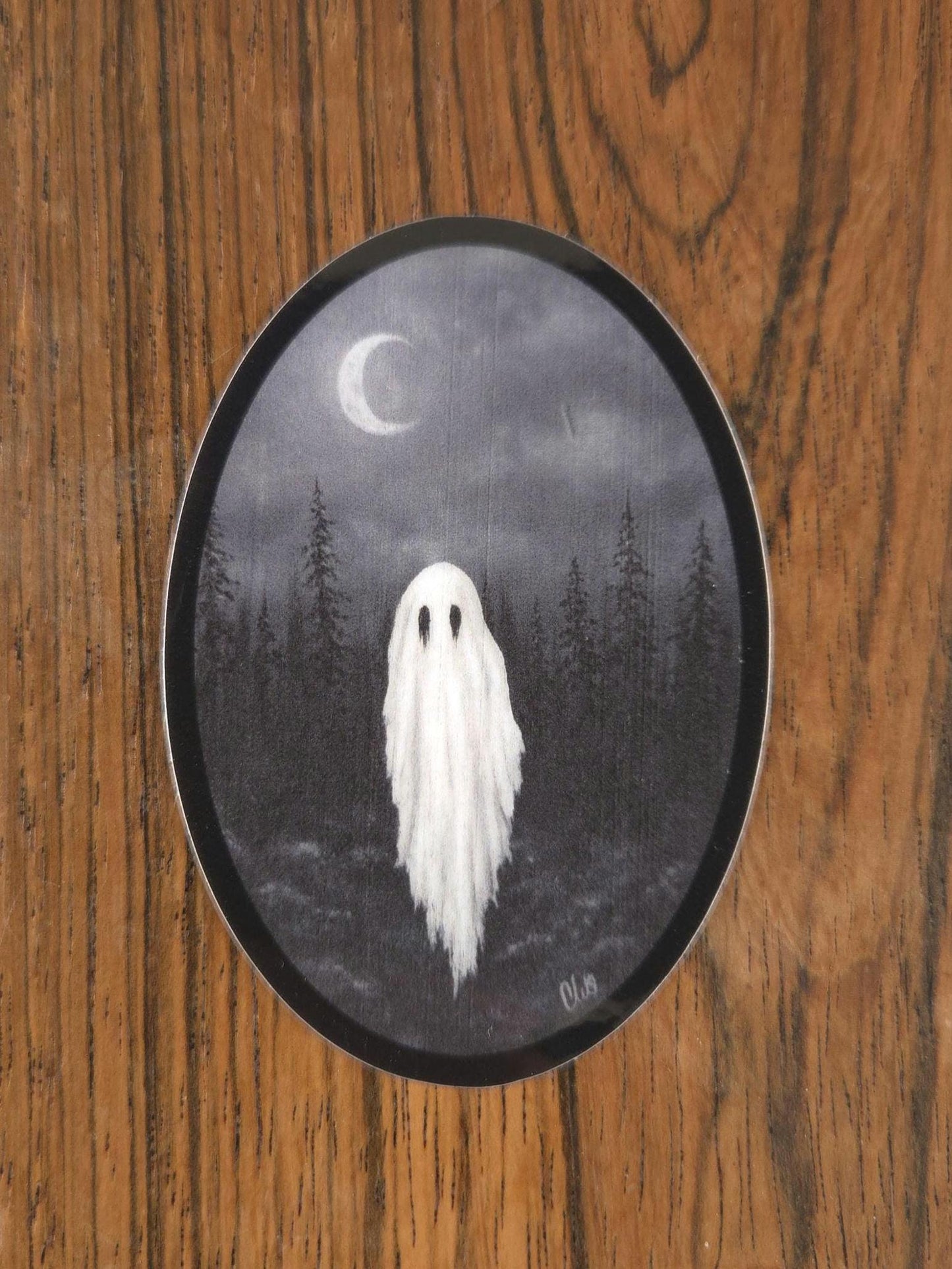 Black and White Ghost Sticker