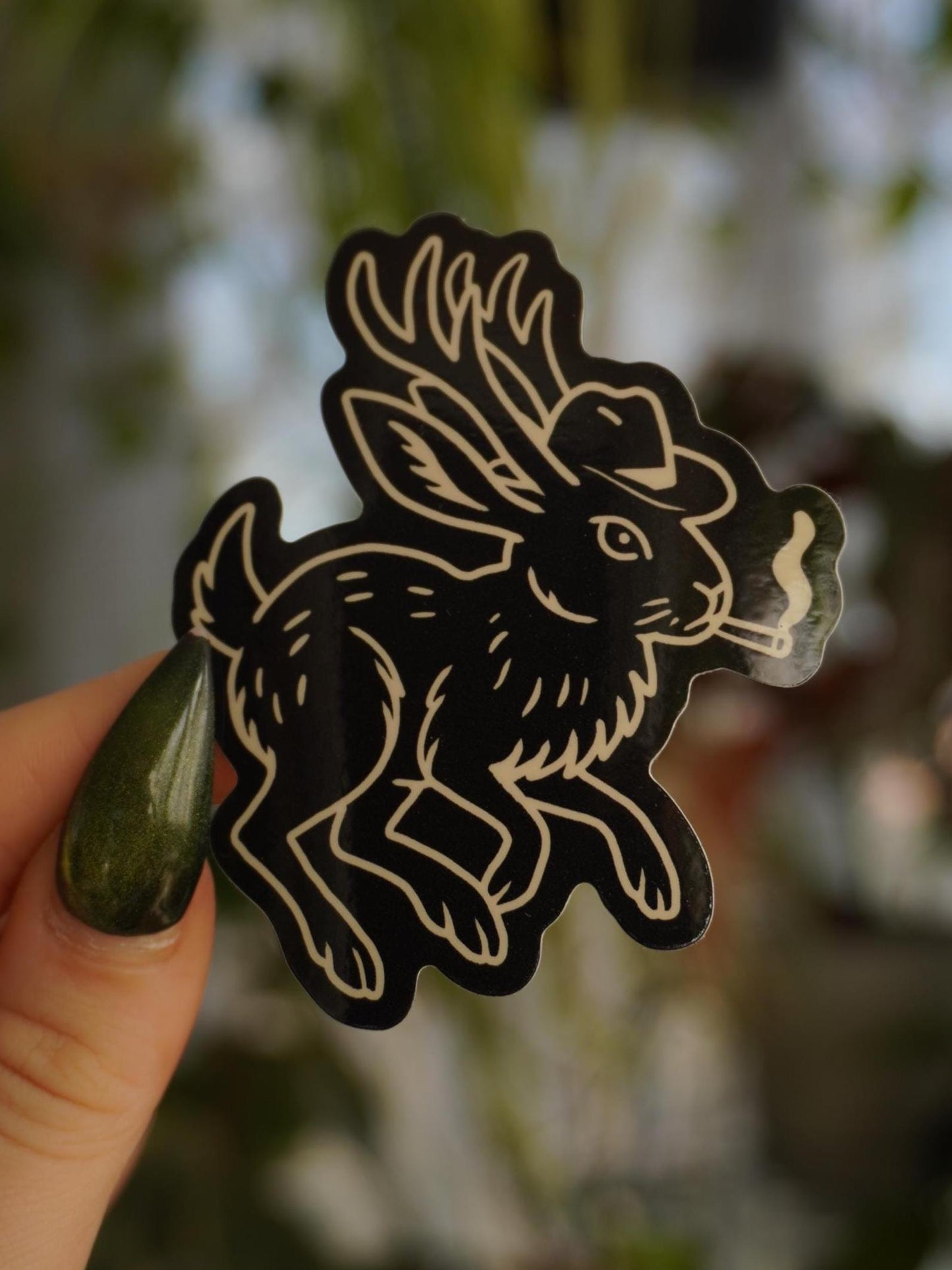 Smoking Cowboy Jackalope Sticker