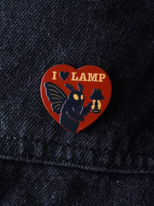 I Love Lamp Enamel Pin, Rubber Clutch