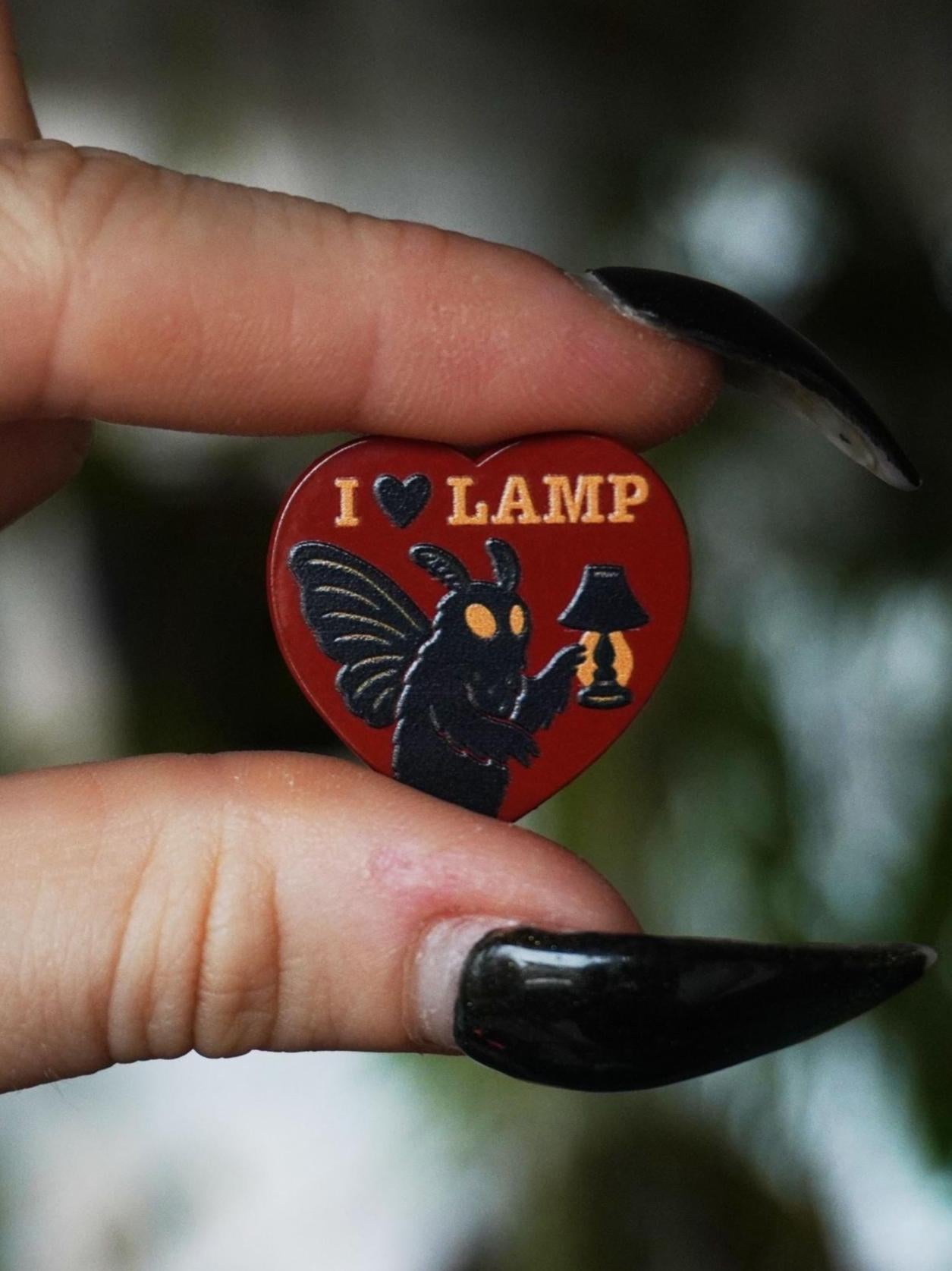 I Love Lamp Enamel Pin, Rubber Clutch
