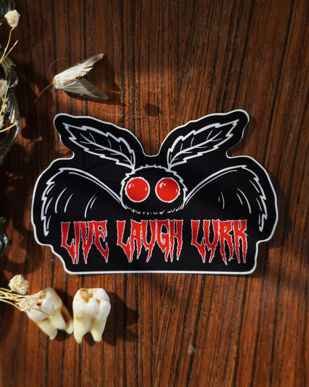 Live Laugh Lurk Mothman Sticker