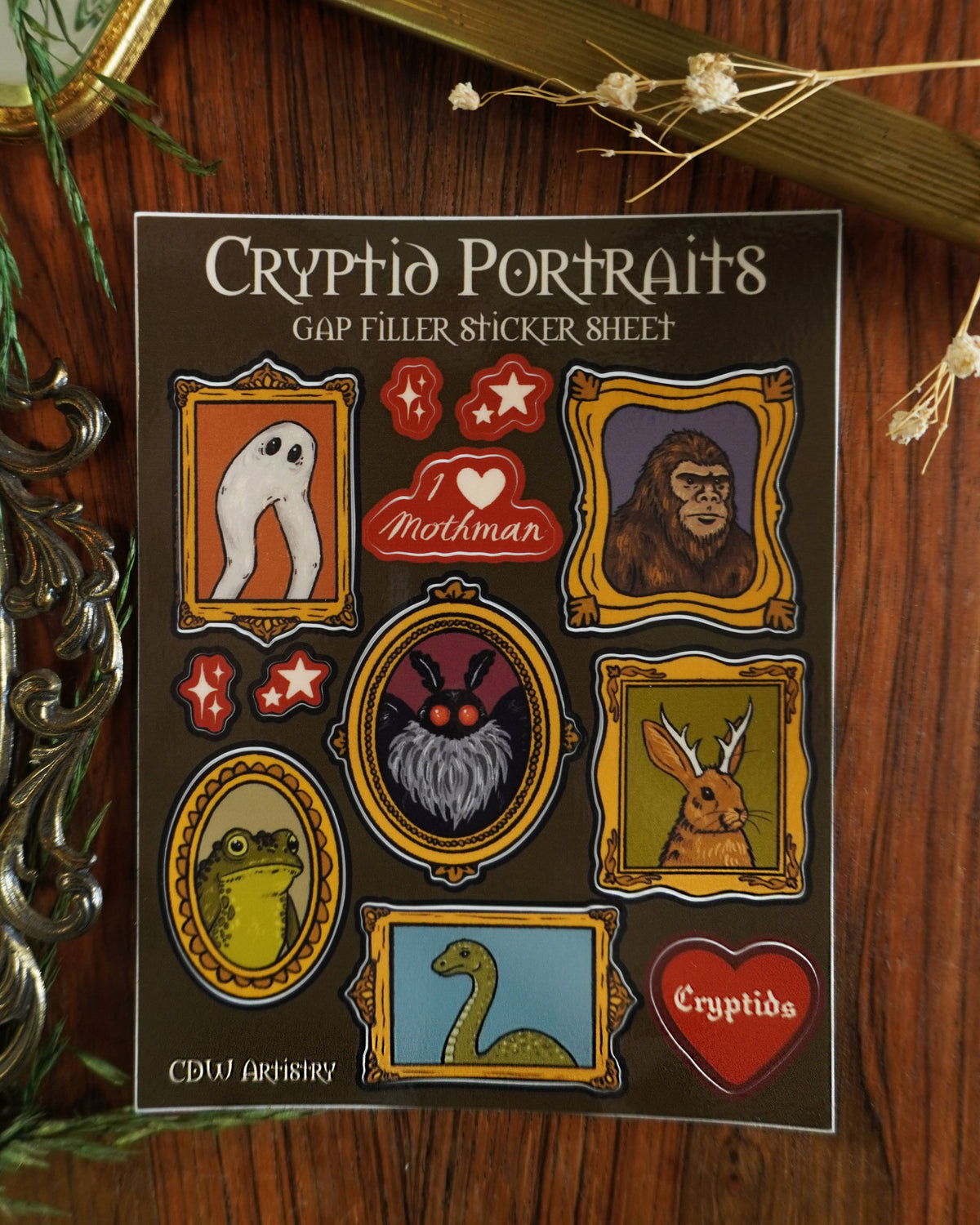 Cryptid Portraits Gap Filler Sticker Sheet